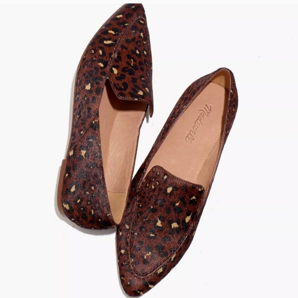 Madewell The Frances Skimmer Painted Leopard Calf Hair Flats 7.5